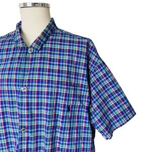 Polo Ralph Lauren Men's Plaid Short Sleeve Button Down Shirt Blue Multi Color XL